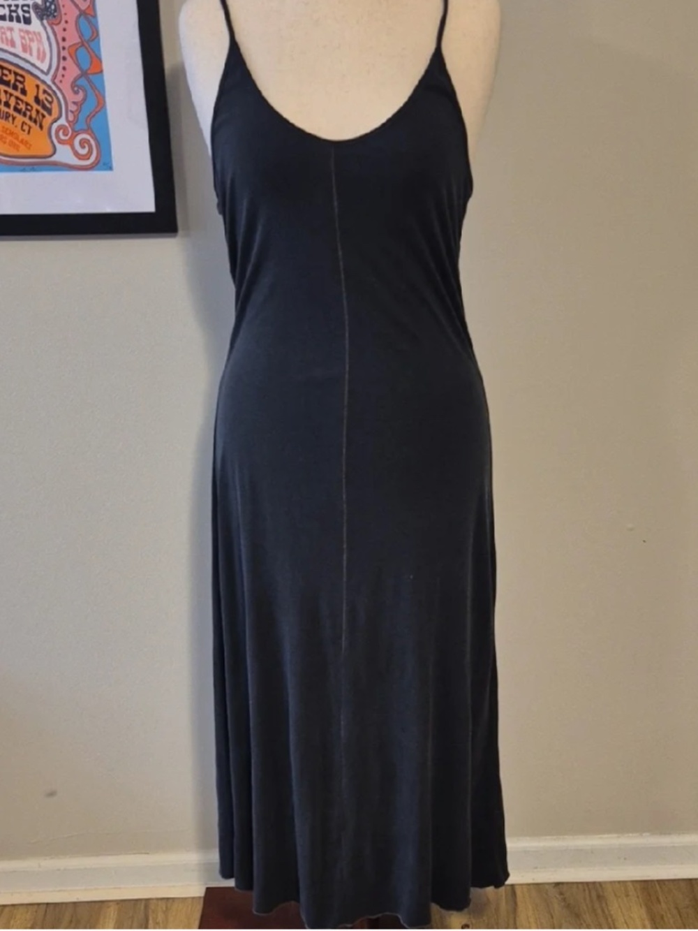 Free People Black Ribbed Knit Midi Slip Dress